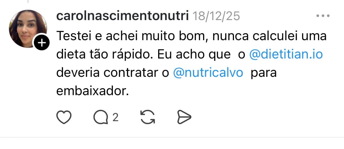 Depoimento de nutricionista sobre o Dietitian via WhatsApp